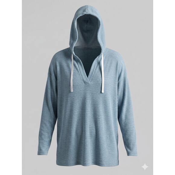 LOFT Sweaters - Loft Womens M Coastal Minimalist Lagenlook Soft Norm V-Neck Ribbed Knit‎ Hoodie